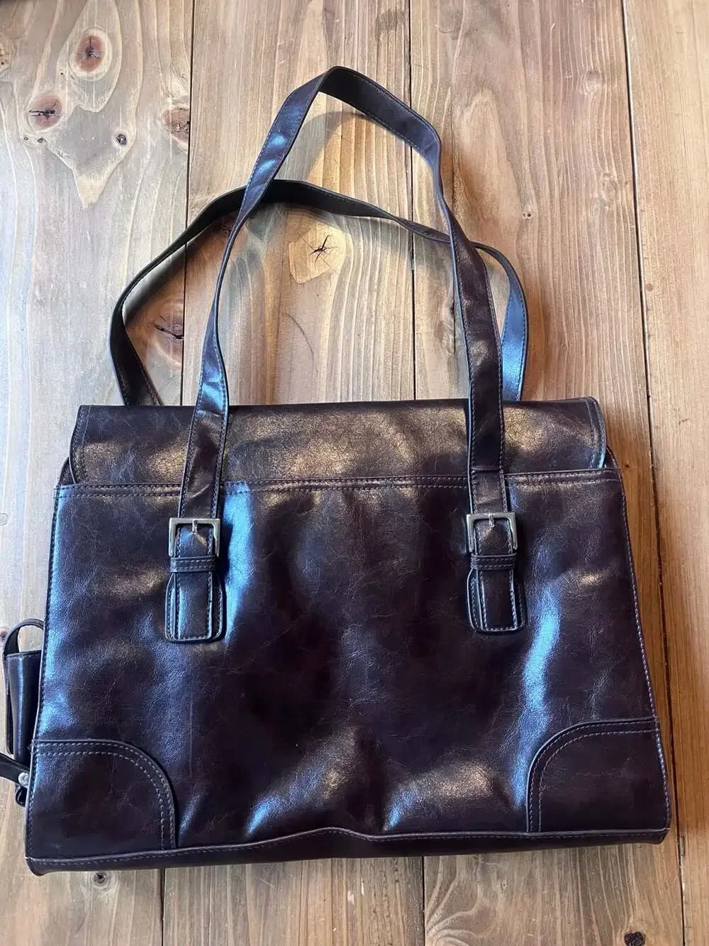 Worthington Dark Brown Faux Leather Structured Work Tote Laptop Bag